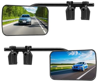 2 Stück Wohnwagenspiegel Universal Zusatzspiegel, Verstellbarer Doppelter Konvexer Abschleppspiegel, Caravanspiegel AnhäNgerspiegel für Wohnmobile Auto Caravan PKW Links + Rechts (Schwarz A)