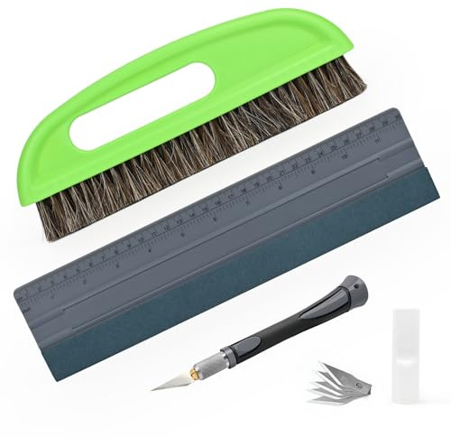 EHDIS 3-teilig Tapezierwerkzeug, inklusive Tapezierbürste, Rakel Tapezieren, Schneidwerkzeug, Tapezierset, Tapetenglättungs Werkzeug, für Klebekontakt, Tapeten, Fensterfolie, Grau