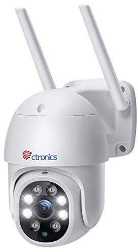 Ctronics PTZ Überwachungskamera, WiFi, Außen, IP-Kamera, 2K 3MP, Menschliche Erkennung, Automatische Verfolgung, 355 °, neigbar, 90 °, bidirektionales Audio, wasserdicht, IP66, Unterstützt P2P Slot