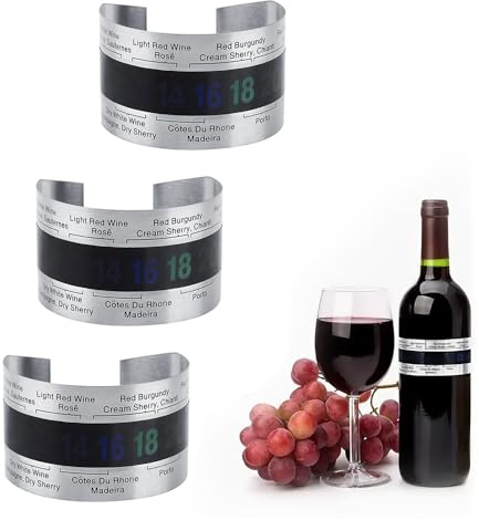 3 Stück Weinflaschen Thermometer, Edelstahl Wein LCD Thermometer Sofort Ablesbares Bierflaschen Armband Temperatursensor Stilvolle Temperatur Thermometer Manschette