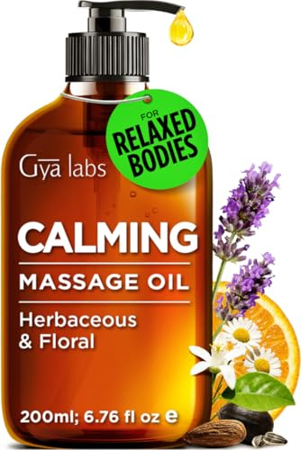 Gya Labs Calming Massage Oil for Sore Muscles - Spa Quality Warming Body Massage Oil for Men & Women (200 ml)