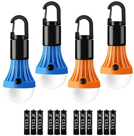 Lepro LED Campinglampe Batteriebetrieben, Tragbare Glühbirne Set, 4 Stück | Zeltlampe,Camping Licht, Notlicht für Camping Abenteuer Angeln Garage Notfall Stromausfall,12 AAA Batterien enthalten