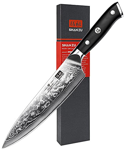 SHAN ZU Damastmesser Kochmesser 67 Schichten Damaststahl Küchenmesser mit G10 Griff 20CM - PRO Series