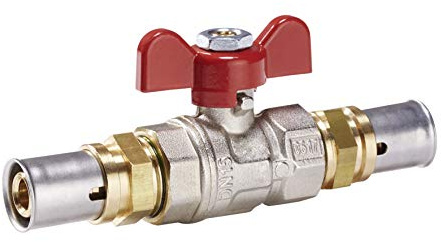 H2O-Flex® 16er Pressfitting Kugelhahn für Aluverbundrohr 16 x 2,0mm, DVGW | für Mehrschichtverbundrohr 2,0mm, Pressprofil: TH, U und H, 10bar, integrierte Absperrfunktion, für Trinkwasserinstallationen