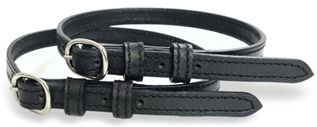 Pferdelinis Sporenriemen Leder 2 Stück Leder Riemen für Sporen Ersatzriemen größenverstellbar Perfekter Halt Reitsporen (Schwarz)