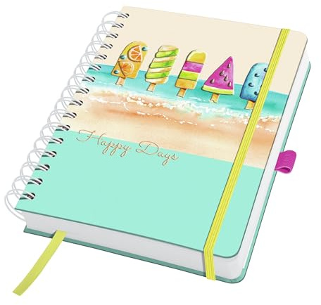Sigel JN655 Spiralblock A5 dotted, Notizblock Bullet Journal Jolie, starkes 120g Papier, 240 Seiten, Summer Breeze, Urlaubsbuch, vegan, aus nachhaltigem Papier hergestellt