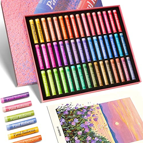 Paul Rubens Ölpastellkreiden 48 Pastellfarben Set, Macaron Farben Pastellkreiden weich und cremig Kunstzubehör hohe Pigment einfach zu bedienen für Künstler Anfänger Studenten Kinder Zeichnung