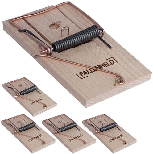 FALLENHELD 5er Pack mit klassischen Rattenfallen aus Holz, Schlagfalle, Schnappfalle, wiederverwendbar, Starke Schlagkraft, innen anwendbar