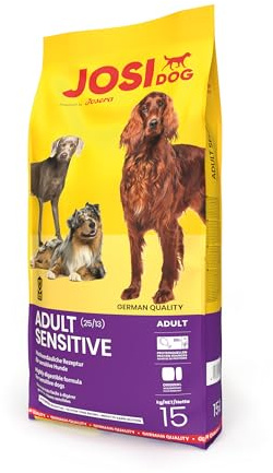 JosiDog Adult Sensitive | 15kg | Hundefutter trocken mit Geflügel | Premium Trockenfutter für empfindliche erwachsene Hunde | glutenfrei - besonders gut bekömmlich | German Quality by JOSERA