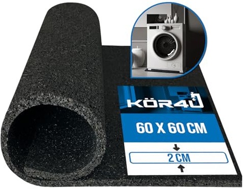 kör4u Antivibrationsmatte 60x60x2 cm – zuschneidbar, Schallschutz & Vibrationsdämpfung für Waschmaschine, Trockner, Fitnessgeräte, 3D-Drucker