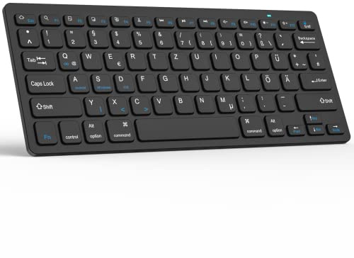 KBCASE Deutsche Bluetooth Tastatur für iPad/Samsung, Kabellose Tablet Tastatur für iPad,Samsung Galaxy Tab,iPhone, Xiaomi Pad, Lenovo,Huaiwei, QWERTZ Layout,inkl 2 AAA Batterie