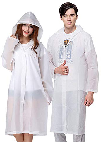 Vicloon Regenponcho, 2 Stück Regenponcho Festival Einweg, Unisex Wiederverwendbar Transparent Regenmantel, PEVA Tragbarer Wasserdicht Regencape, für Reisen, Wandern, Radfahren & Camping