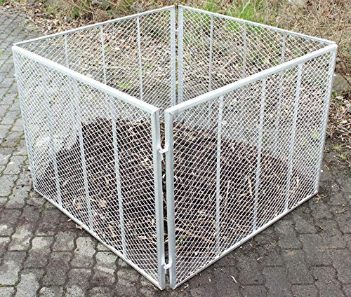 Holmwerk Komposter 100x100x80 cm Feuerverzinkt Metallkomposter aus Streckmetall Gartenkomposter für 800 Liter Kompost Kompostbehälter Biokomposter