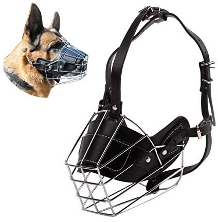 PETCUTE Maulkorb für Hunde, Metall, Maulkorb, Anti-Bell-Maulkorb, verstellbar, für Hunde, groß, mittel, klein