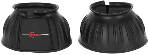 Covalliero Hufglocken Gummi, Hufschutz, Springglocken, paarweise, schwarz, XFull, weiches Gummimaterial, Pferde, mit Klettverschluss