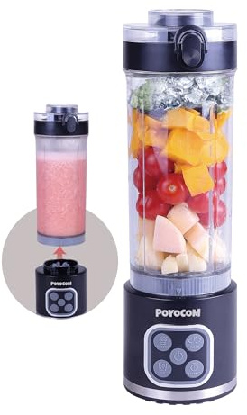 POYOCOM 700W Mini-Standmixer, Wiederaufladbar Smoothie-Maker, Eisgeeignet | 700-W-Bürstenloser Motor, per USB-C aufladbar, langlebig, 750-ml-Tritan-Becher, auslaufsicherer Deckel mit Trinköffnung