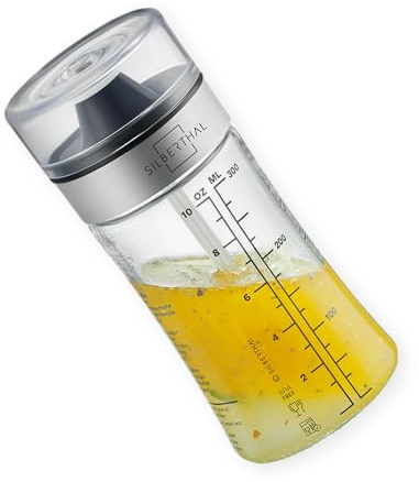 SILBERTHAL Dressingshaker Klein aus Glas mit Rezepten – 300 ml – Spülmaschinenfest - Neuer Deckel & Neue Rezepte