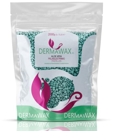 DERMAWAX Wachsperlen Aloe Vera 2 kg – Waxing Perlen zur Haarentfernung | Elastisches Filmwachs ohne Vliesstreifen – mit Aloe-Extrakt, für Gesicht, Körper und Brazilian Waxing; Made in Italy
