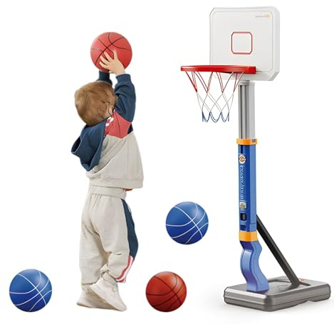 Kinder Basketballkorb mit Ständer - Höhenverstellbar von 75 bis 138cm, Tragbarer Indoor Outdoor Basketballkorb für Jungen Mädchen ab 3 Jahren - Gartenspielzeug & Spielzeug ab 3 4 5 Jahre