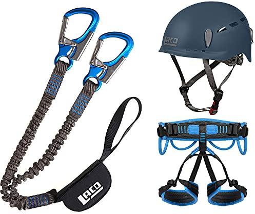 LACD Klettersteigset Pro EVO 3.0 + Klettergurt Start 2.0 Größe M + Helm Protector 2.0 midnight navy