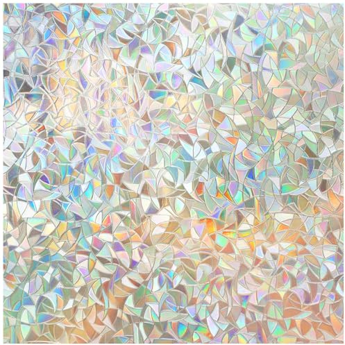 DOWELL Fensterfolie Selbsthaftend Regenbogen Folie Fenster Sichtschutz 90x200cm, Klebefolie Regenbogenfolie Blickdicht Glasfolie Selbstklebend Suncatcher Sticker Regenbogeneffekt