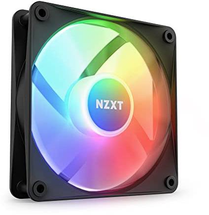 NZXT F120 RGB Core – 120 mm nabenmontierter RGB-Lüfter – 8 einzeln ansteuerbare LEDs – Halbtransparente Lüfterblätter – Hydrodynamisches Gleitlager – PWM-Steuerung – CAM-Software – Schwarz