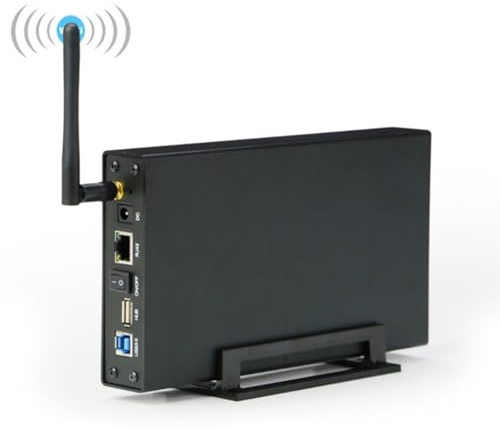 Sujurio Tragbares 3,5-HDD-SSD-Gehäuse, Tragbarer USB3.0-Rj45-Ethernet-NAS-Netzwerk-Streaming-Server-Speicher für Gehäuse, EU-Stecker