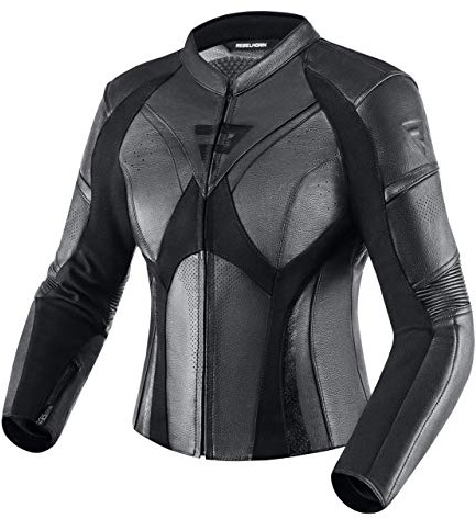 REBELHORN Rebel Lady Motorradjacke Damen | Rindsleder | Ellbogen und Schulterprotektoren Stufe 2 | Rückenprotektor Stufe 1 | Perforierte Belüftungspaneele | Größen bis 46
