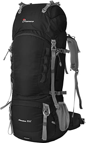 Mountaintop Trekkingrucksack 80L Wanderrucksack Herren Damen Reiserucksack Großer Rucksack mit Regenschutz für Outdoor Reisen Camping Trekking (Schwarz)