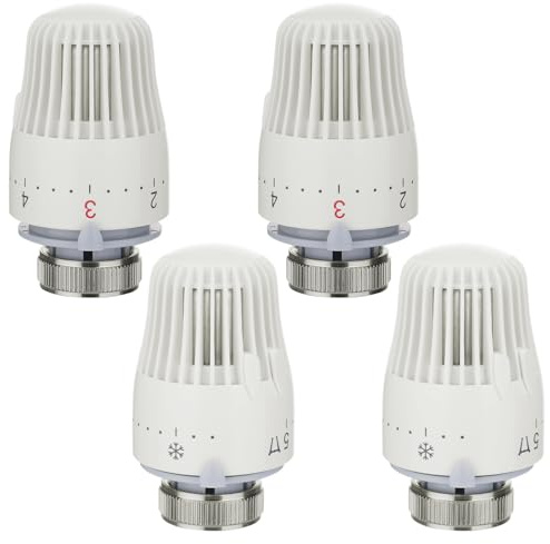 JIZZU 4 Stück Heizkörperthermostat Thermostatkopf M30 x 1,5, Heizkörperventil mit Frostschutz- und 1-5 Einstellfunktionen, Thermostatventil Heizkörper Ersatzkopf für Büro Zuhause Badezimmer