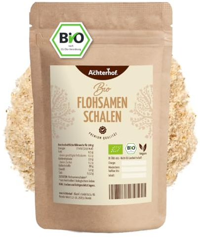 Flohsamenschalen BIO 1000g | grob vermahlen | reich an Ballaststoffen | der ayurvedische Allrounder | zum Backen und Kochen | aus kontrolliert biologischem Anbau | Achterhof