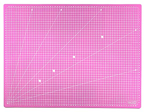 MAXKO Schneidematte A1 (90 x 60 cm), rosa, Bastelunterlage schnittfest, selbstheilend, beidseitig bedruckt, metrische Einteilung - Schneideunterlage, Cutting Mat, Schreibtischunterlage