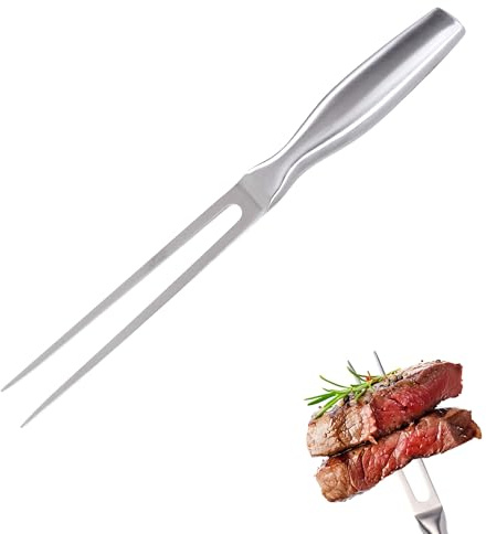 WUISOLQP Fleischgabel Edelstahl, 27CM Tranchiergabel Gerade Fleischgabel mit Griff lingenlänge Grillgabeln Bratengabel Grillgabel Edelstahl Rostfreier fleischgabel Schweinefleisch, Hähnchen, BBQ