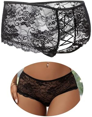 sunshinelady Spitze Tanga Damen Unterhosen Große Größen Ouvert Slip Frau | Sexy Unterwäsche Höschen Panty Transparent String Low Rise Dessous Curvy Hipster Thong Lingerie Women Underwear