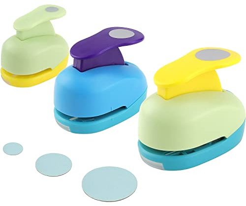 Rayong Stanzer Rund 3 Stück Stanzer Kreis Motivstanzer Rund Motivlocher Papierstanzer Set Ausgestanztes Motiv für Basteln, Scrapbooking, Geschenkanhänger(8mm 15mm 25mm)
