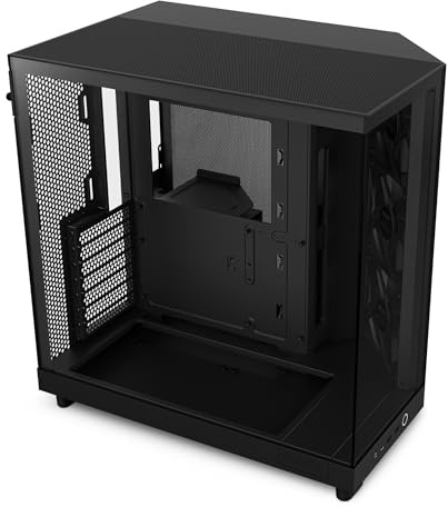 NZXT H6 Flow - Kompaktes Dual-Kammer ATX PC-Gehäuse - Schwarz | Kompaktes Dual-Kammer-ATX-Gehäuse mit Panoramaglas und 3 x 120mm Lüftern. Airflow-optimiert für saubere, kühle Builds.