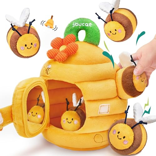 JoyCat Baby Spielzeug 6 Monate, Baby Bienenstock mit 5 Bienen, Rassel, Spiegel, Montessori Babyspielzeug ab 6 8 9 12 Monate, Motorikspielzeug Sensorik Spielzeug Geschenk für Jungen Mädchen
