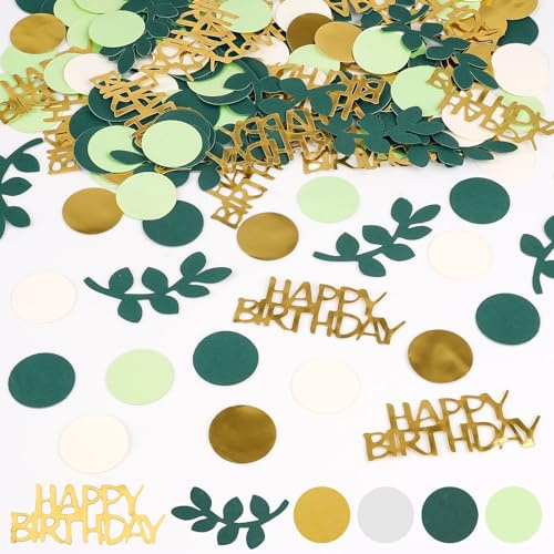 200 Stück Konfetti Geburtstag Tischdeko Grün，Konfetti Geburtstag Deko, Happy Birthday Streudeko für Party