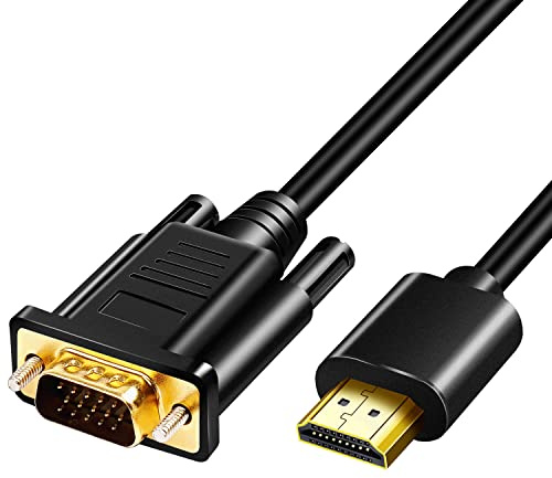 HDMI auf VGA Stecker auf Stecker, Full HD 1080P HDMI auf VGA Kabel, SVGA Konverter mit vergoldeten Anschlüssen für Desktop, Projektor, HDTV, Raspberry Pi, Xbox usw (1m)（Note:HDMIPorttoVGAPort ONLY）