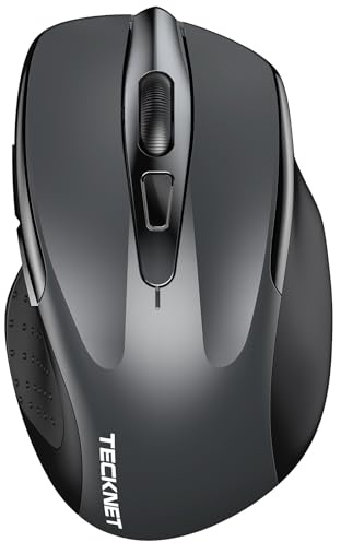 TECKNET Bluetooth Maus, 4800 DPI Kabellos Ergonomische Maus (Tri-Modi: BT 5.0/3.0+2.4G), 30 Monate Batterielaufzeit, Leise Funkmaus für Laptop PC Computer, Windows, Mac OS, Android