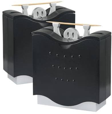 FHISKUNYU Zahnstocherspender, nützliches Gadget, Küchenhelfer, Zahnstocherhalter, aus ABS, ideal für Familienabende und Restaurants, 2 Stück (schwarz)