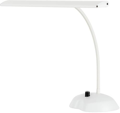 Classic Cantabile 12220 Dimmbare Pianoleuchte Weiß - 36 helle LEDs - 38 cm langer Schwanenhals - Integrierter USB-Ladeanschluss für Smartphone oder Tablet - Weiß