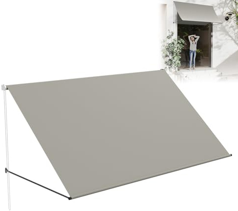LZQ Markise Balkonmarkise 235x143cm, Beschattung mit UV-Schutz, Schattenspender Fenster 180g/m² Polyestergewebe, Balkonmarkise Aluminiumrahmen, Fallarmmarkise Einziehbar Wasserdicht, Grau