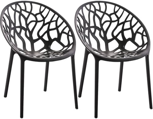 CLP Gartenstühle 2er Set stapelbar wetterfest Hope, Gartensessel mit Lehnen UV-beständig, Outdoorstühle aus Kunststoff bis 150 kg belastbar Farbe schwarz