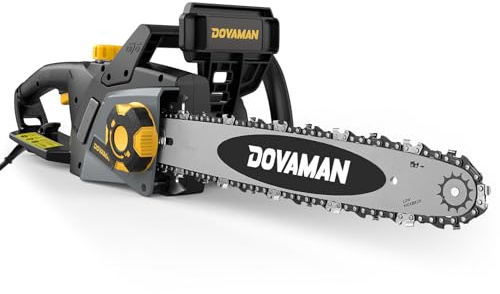 DOVAMAN 2400W Elektro Kettensäge, 40cm Oregon Schwert und Kette, werkzeuglose Kettenspannung, 15m/s, Rückschlagschutz, inkl. 2 Ketten, Kettensäge ideal für Brennholz, Garten und Baumschnitt - DCS01A