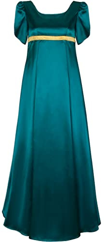 Satin Regency Dresses Vintage Ball Gown Victorian Empire Waist Dress for Women
