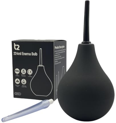 T2 224 ml Irrigator – Analdusche/Vaginaldusche zur sanften Darmreinigung, 2 Aufsätze + Reinigungsbürste, BPA‑frei, ergonomisch, für Männer & Frauen (2 Nozzles)