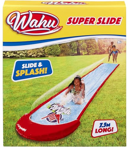 Wahu - SUPER SLIDE – Wasserrutsche 7,5 m für Kinder ab 5 Jahren – Wasserspielzeug Garten – Outdoor Wasserrutsche mit Sprinkler – Wasserbahn für Sommer – Einfach an Gartenschlauch anschließen