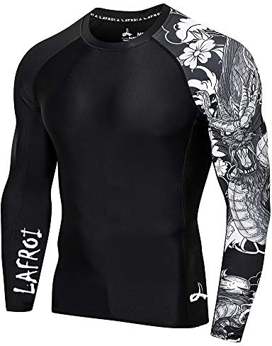LAFROI Herren Langarm UPF 50+ Kompressionsshirt Rash Guard-CLYYB