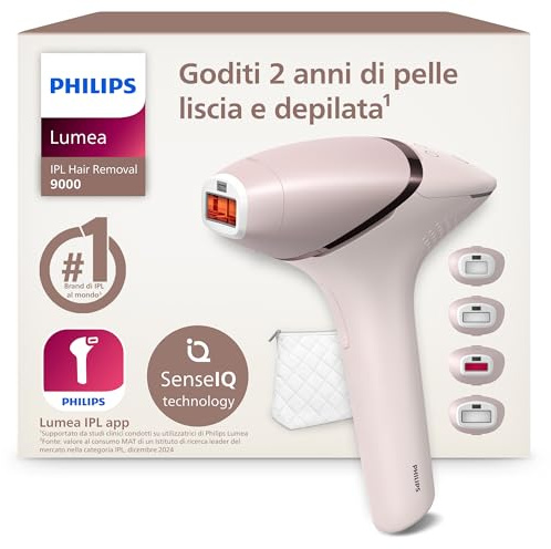 Philips Lumea IPL 9000 Series - IPL Geräte Haarentfernung für jahrelang seidig-glatte Haut* mit 4 Aufsätzen für Körper & Gesicht, kabellos, Alternative zur Laser-Haarentfernung (BRI957/00)